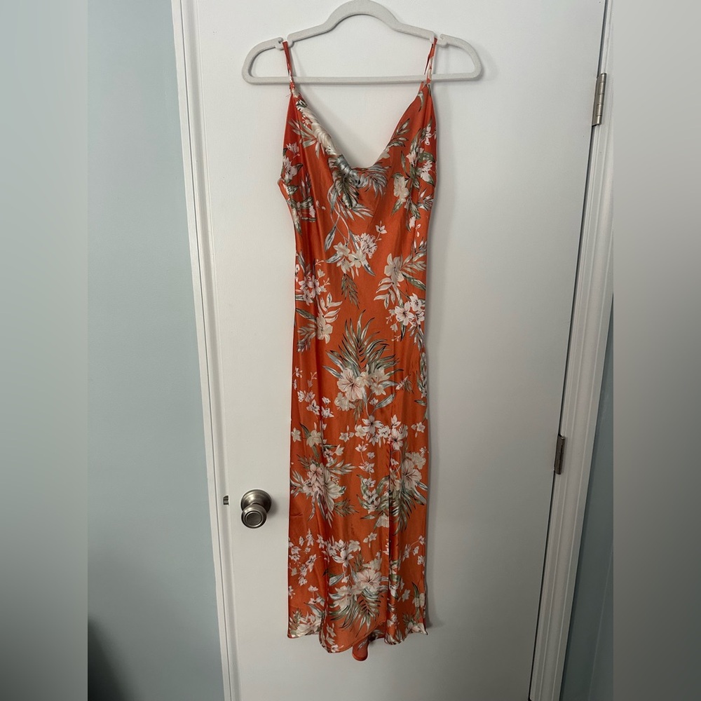 Tropical Floral Maxi Dress in Orange